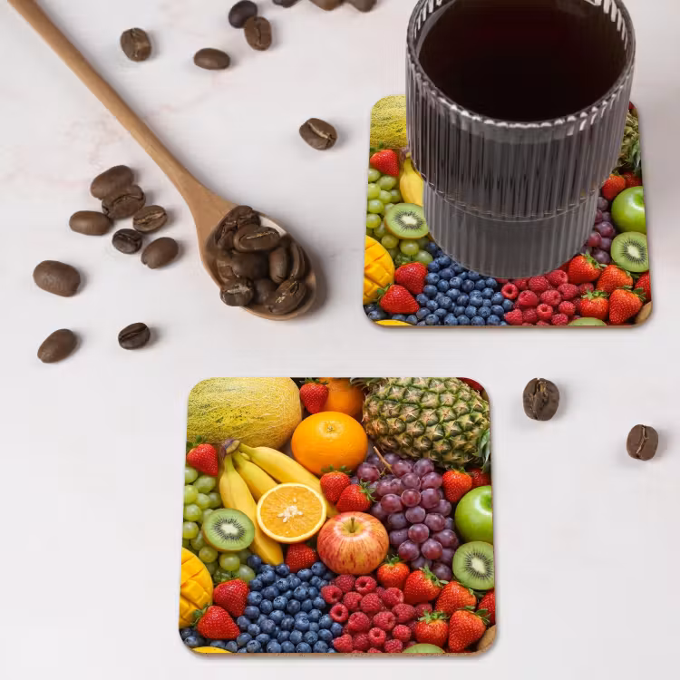Eten - Fruit - Vers - Kleurrijk - Voeding onderzetter kurk middel -sfeer2