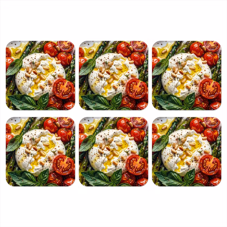Eten - Groenten - Kaas - Modern - Vers onderzetter kurk middel -3d
