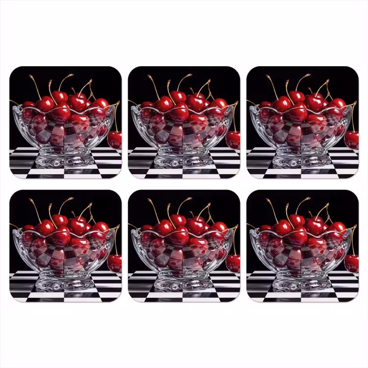 Onderzetter - Eten - Kersen - Rood - Eten - Kersen - Rood onderzetter kurk middel