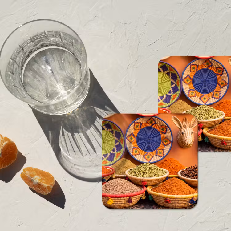 Onderzetter - Eten - Kleurrijk - Cultuur - Eten - Kleurrijk - Cultuur onderzetter kurk middel