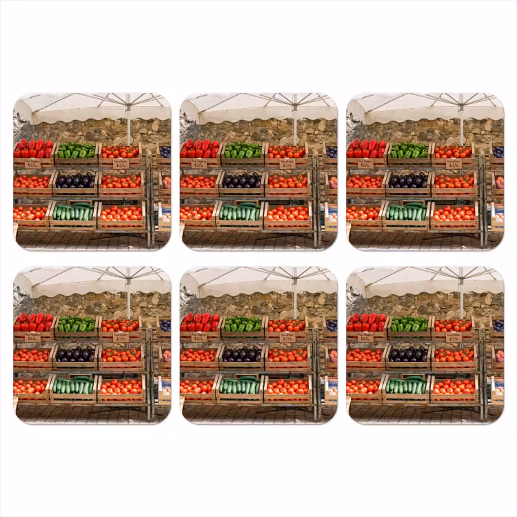 Onderzetter - Eten - Markt - Vers - Eten - Markt - Vers onderzetter kurk middel