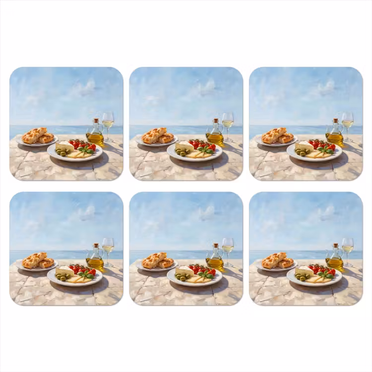 Eten - Middellandse Zee - Natuur - Geschilderd onderzetter kurk middel -3d