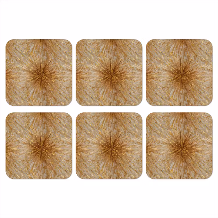 Explosie - Abstract - Goud - Wit onderzetter kurk middel 366 -3d