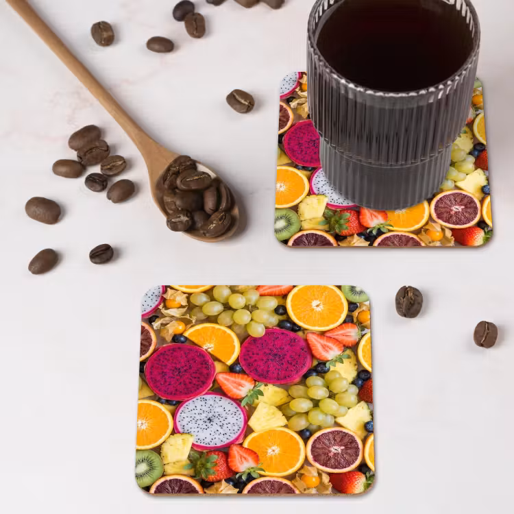 Fruit - Assortiment - Kleurrijk - Gezondheid onderzetter kurk middel -sfeer2