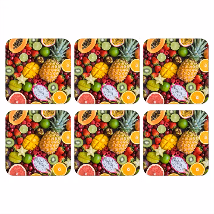 Fruit - Assortiment - Vers - Gezond - Kleurrijk onderzetter kurk middel -3d