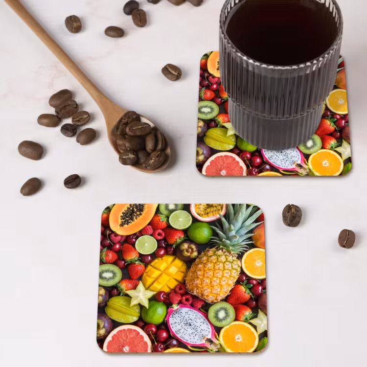 Fruit - Assortiment - Vers - Gezond - Kleurrijk onderzetter kurk middel -sfeer2