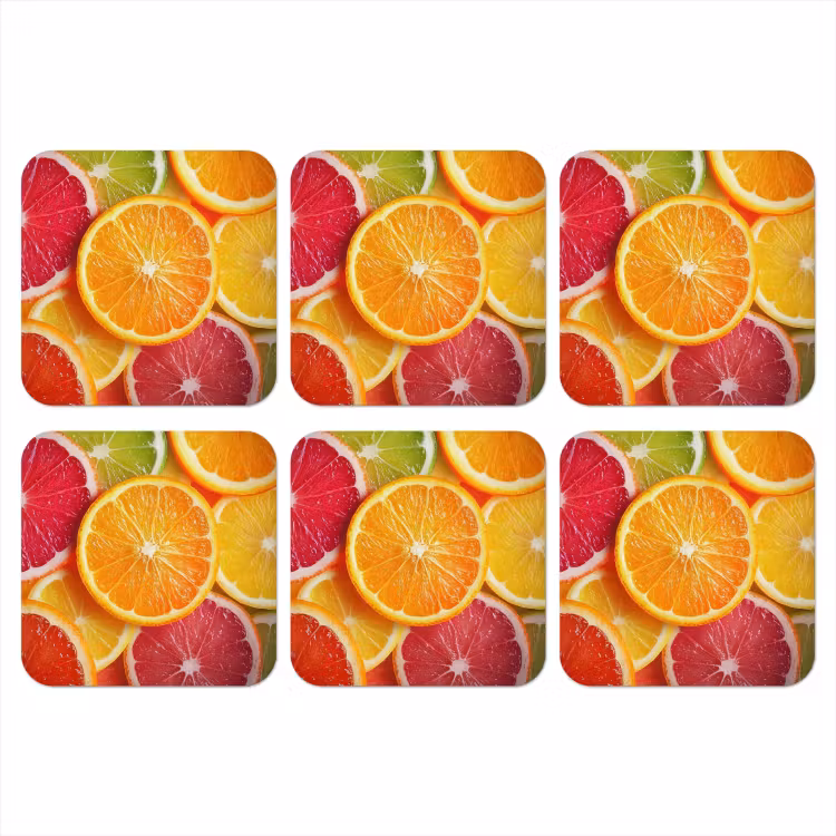 Fruit - Kleurrijk - Close up onderzetter kurk middel -3d
