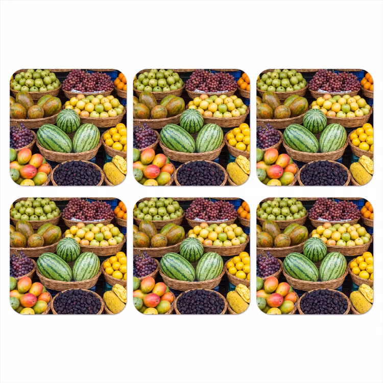 Onderzetter - Fruit - Markt - Kleurrijk - Fruit - Markt - Kleurrijk onderzetter kurk middel