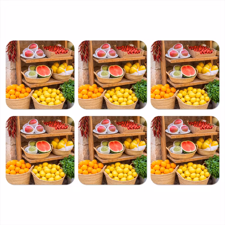 Onderzetter - Fruit - Markt - Vers - Fruit - Markt - Vers onderzetter kurk middel