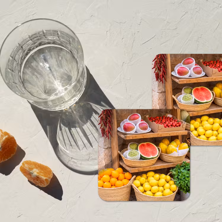 Onderzetter - Fruit - Markt - Vers - Fruit - Markt - Vers onderzetter kurk middel