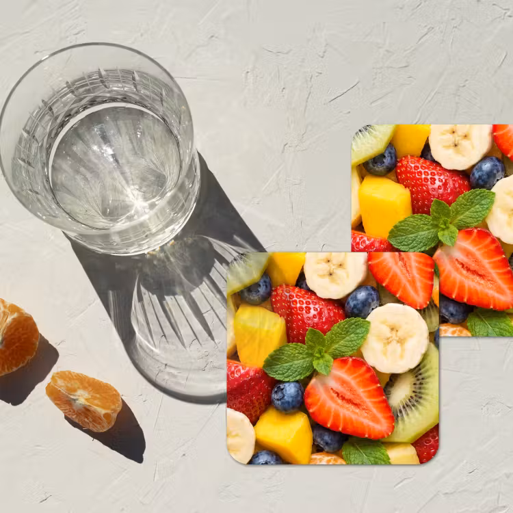 Fruit - Plakjes - Eten - Kleurrijk onderzetter kurk middel -sfeer4