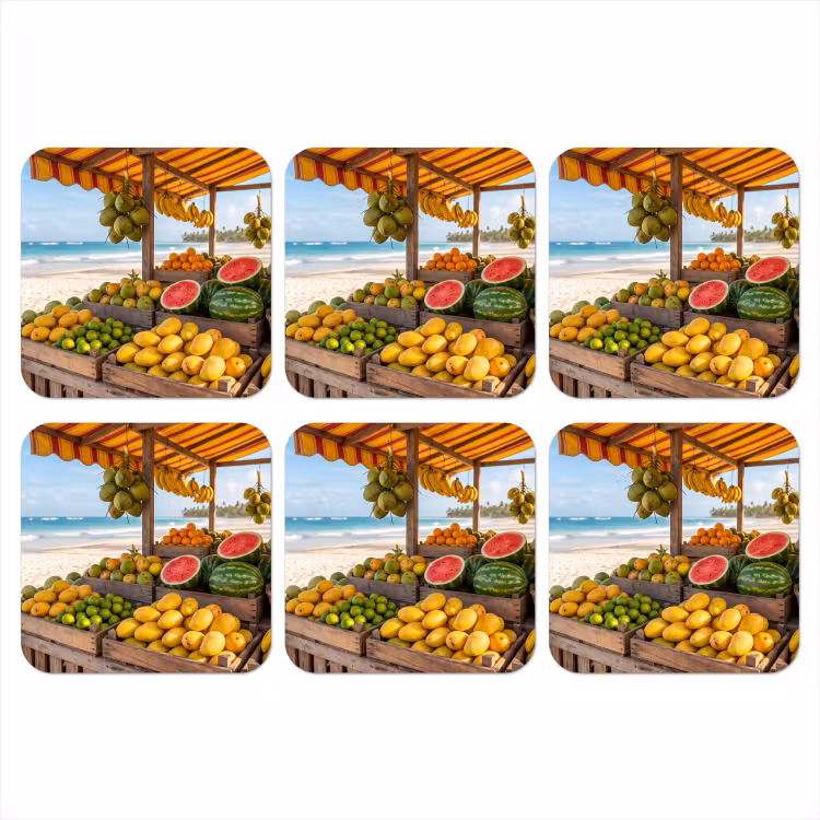 Onderzetter - Fruit - Strand - Tropisch - Fruit - Strand - Tropisch onderzetter kurk middel