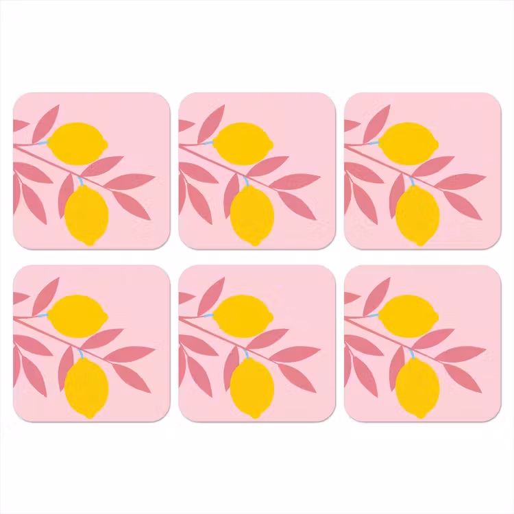 Fruit - Tak - Natuur - Abstract - Roze onderzetter kurk middel -3d