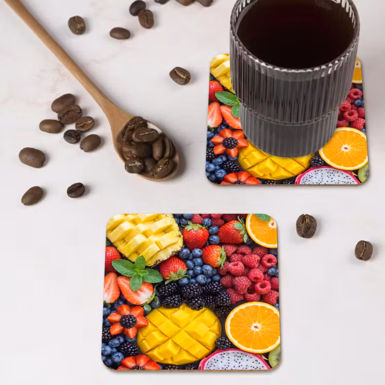 Fruit - Vers - Kleurrijk - Eten onderzetter kurk middel -sfeer2