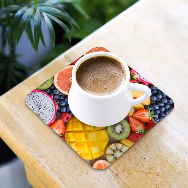 Fruit - Versneden - Kleurrijk - Eten - Gezond onderzetter kurk middel -sfeer5