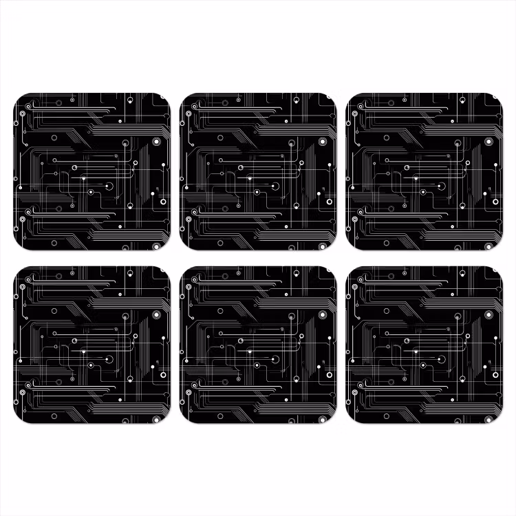 Gaming - Abstract - Lijnen - Rondjes - Zwart onderzetter kurk middel -3d