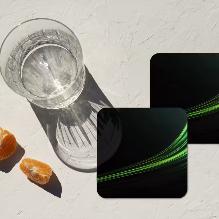 Gaming - Lijnen - Boog - Groen onderzetter kurk middel -sfeer4