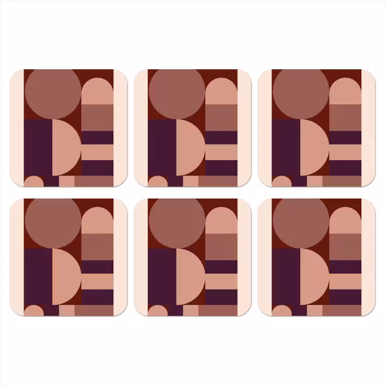 Geometrisch - Cirkels - Rood onderzetter kurk middel -3d