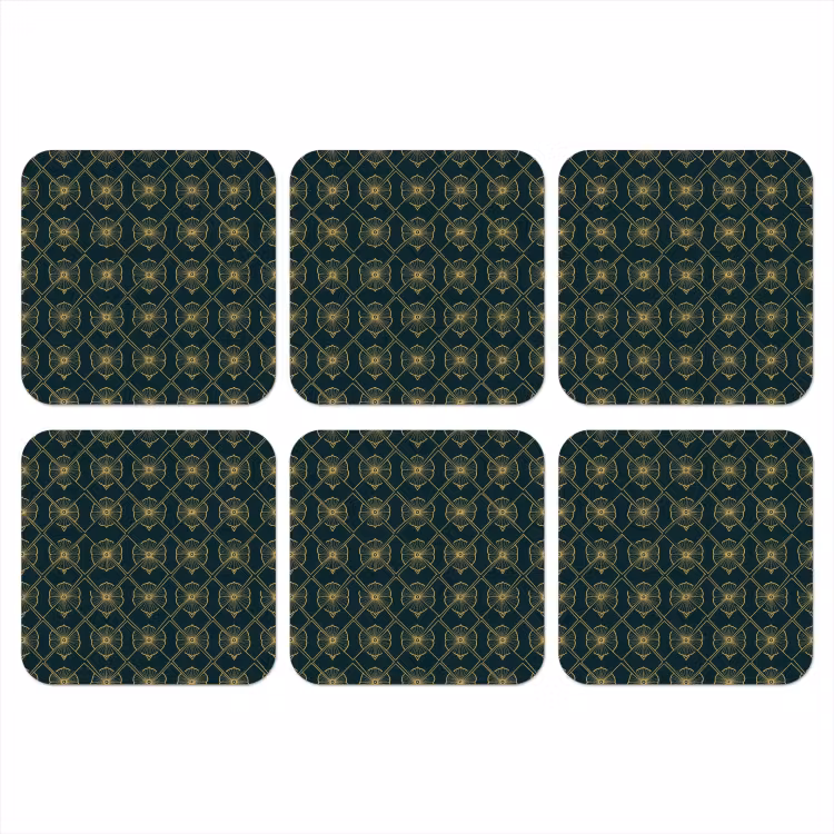 Geometrisch - Elegant - Groen onderzetter kurk middel 366 -3d
