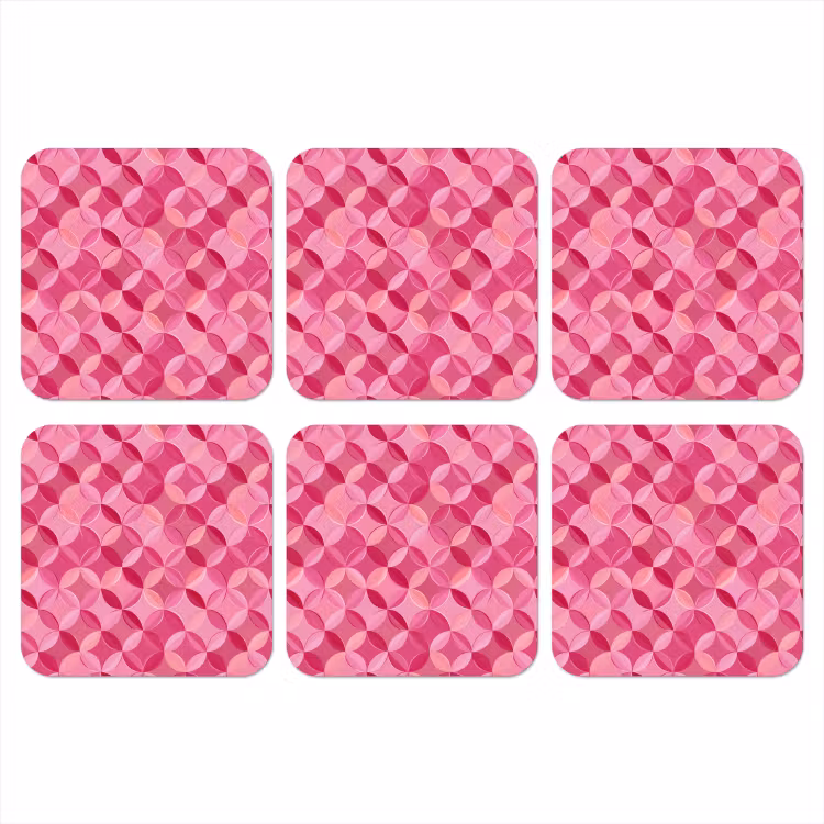Geometrisch - Mozaïek - Modern - Roze onderzetter kurk middel 366 -3d