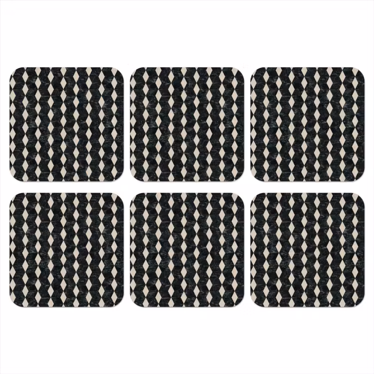 Geometrisch - Patroon - Marmer - Groen onderzetter kurk middel 366 -3d