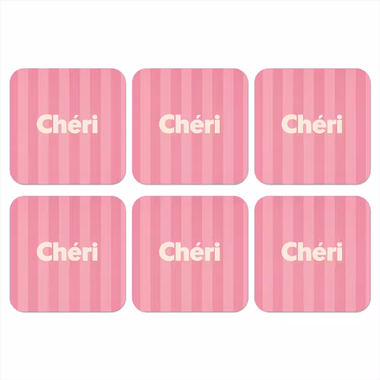 Gestreept - Roze - Chéri onderzetter kurk middel -3d