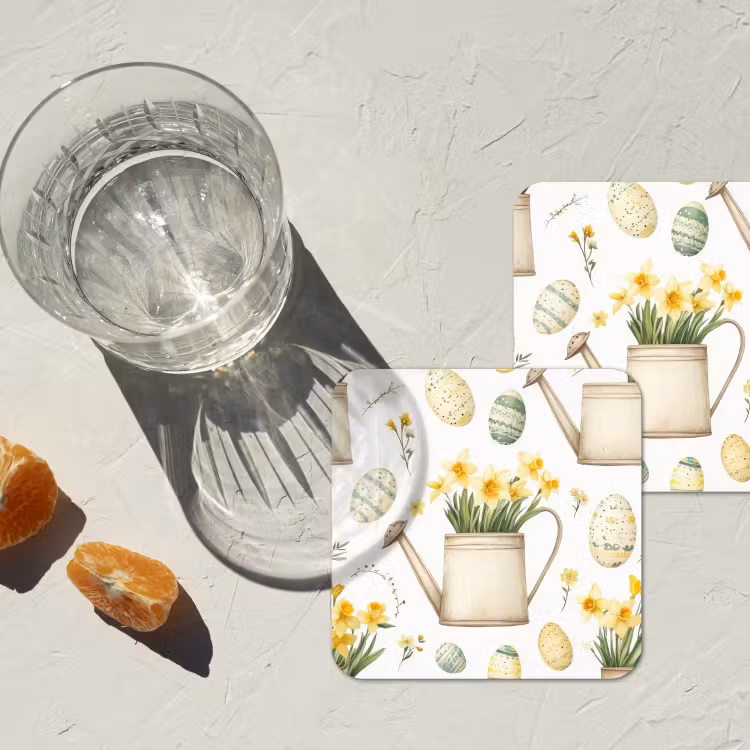 Gieter - Bloemen - Eieren onderzetter kurk middel -sfeer4
