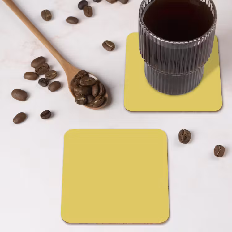 Golden - Ochre - Geel onderzetter kurk middel 366 -sfeer2