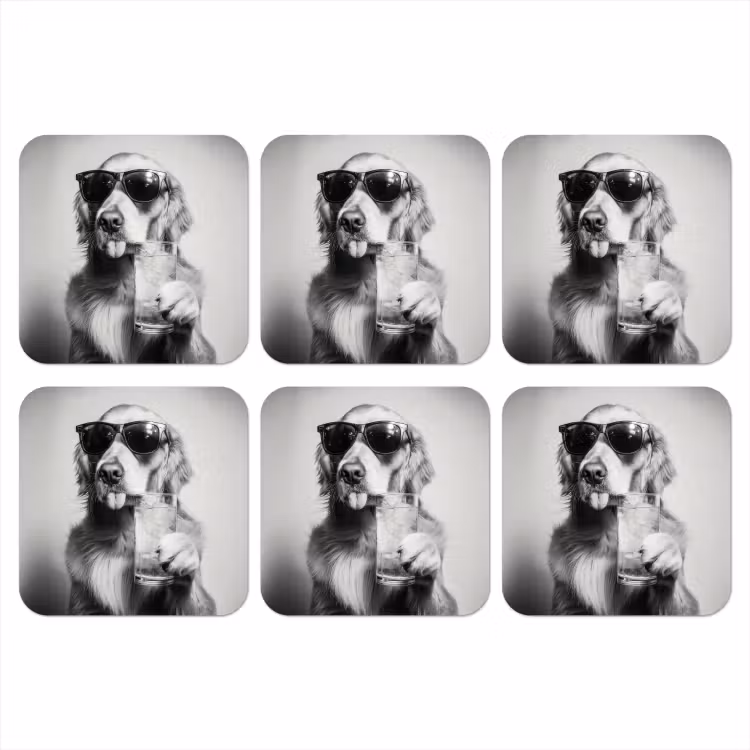 Golden retriever - Hond - Zonnebril - Gkas onderzetter kurk middel -3d