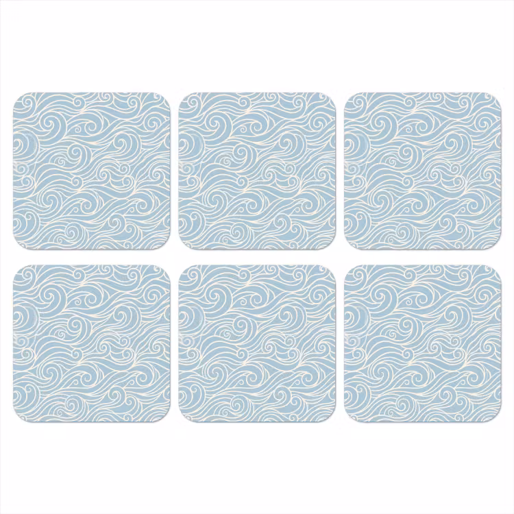 Golf - Abstract - Natuur - Modern - Blauw onderzetter kurk middel -3d