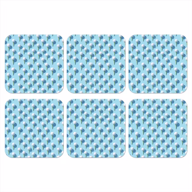 Golf - Ballen - Blauw onderzetter kurk middel 366 -3d