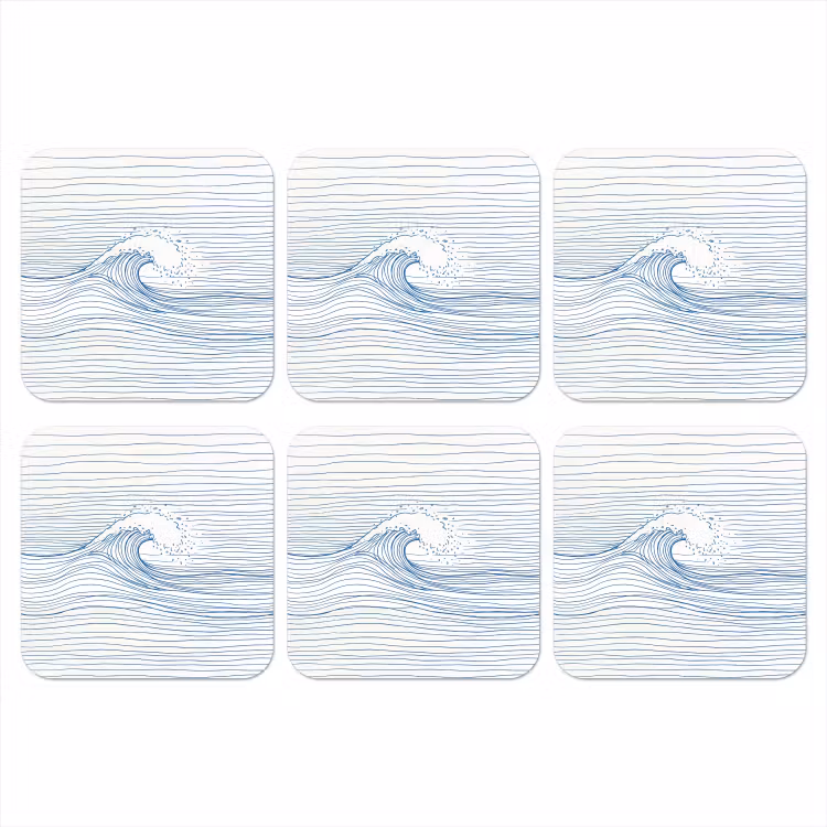 Golf - Brekende - Natuur - Minimalistisch - Blauw onderzetter kurk middel -3d