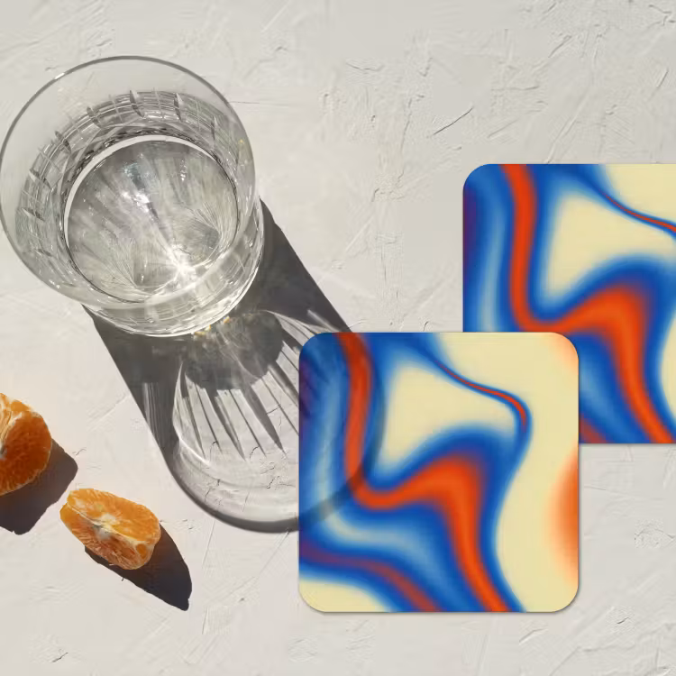 Golven - Kleurrijk - Abstract onderzetter kurk middel -sfeer4
