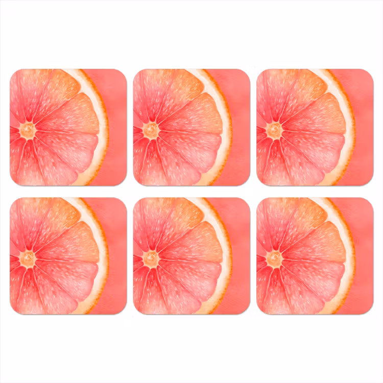Grapefruit - Roze - Levendig onderzetter kurk middel -3d