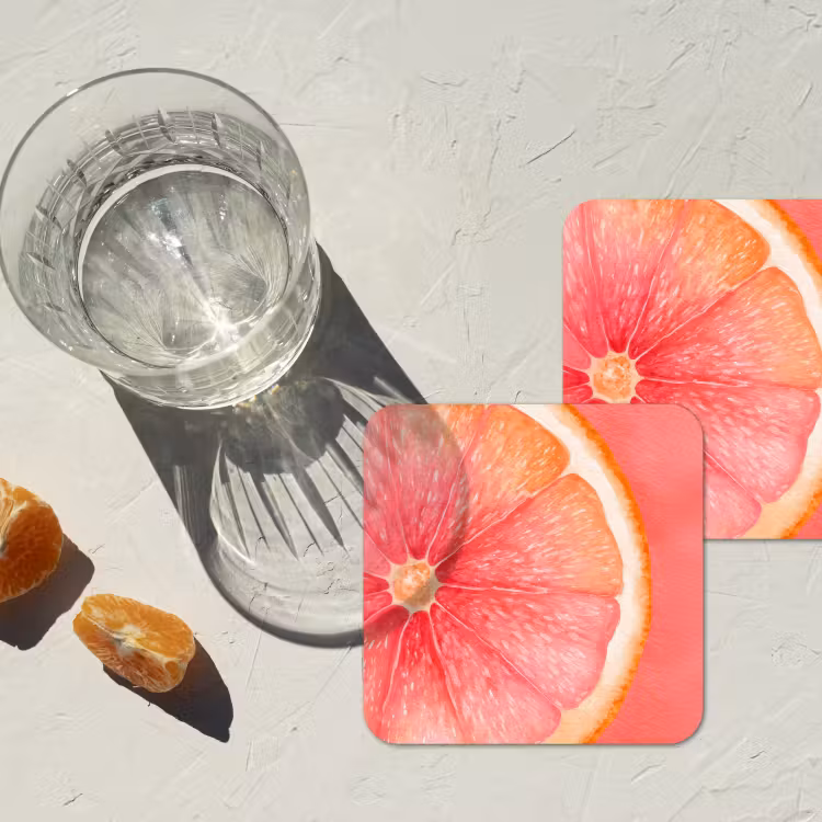 Grapefruit - Roze - Levendig onderzetter kurk middel -sfeer4