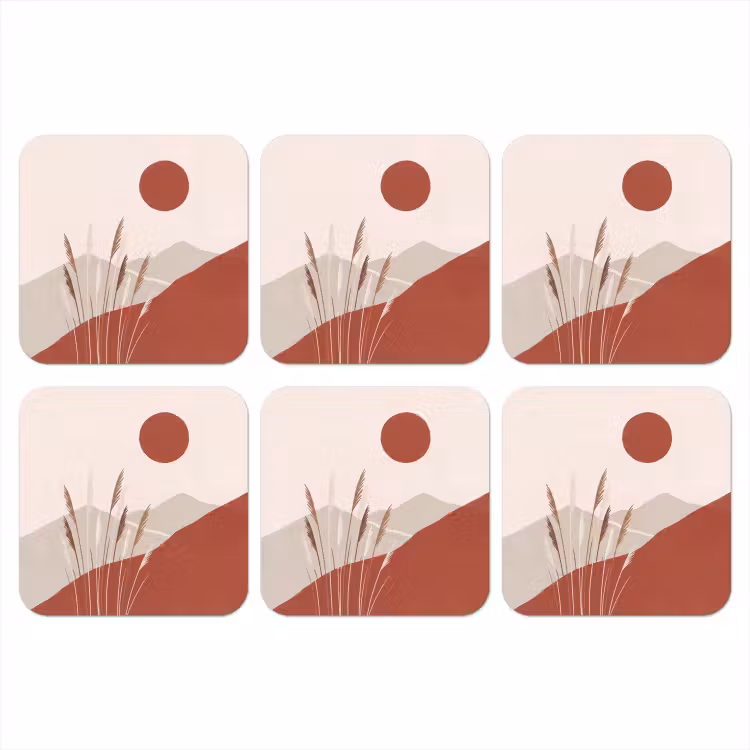 Gras - Landschap - Natuur - Abstract - Beige onderzetter kurk middel -3d