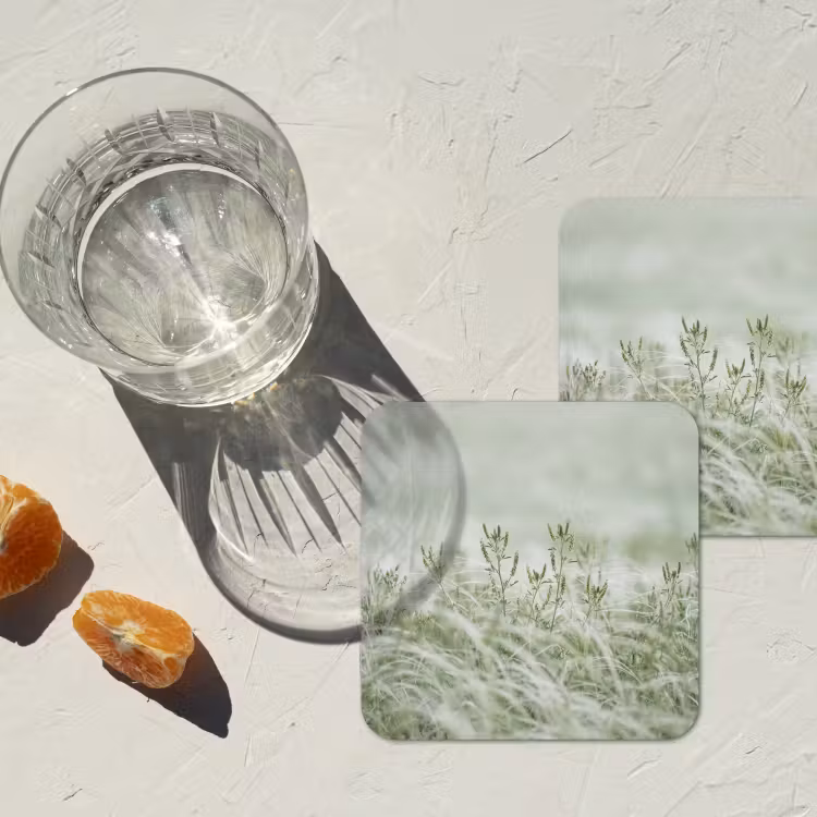 Grassen - Minimalistisch - Groen onderzetter kurk middel -sfeer4