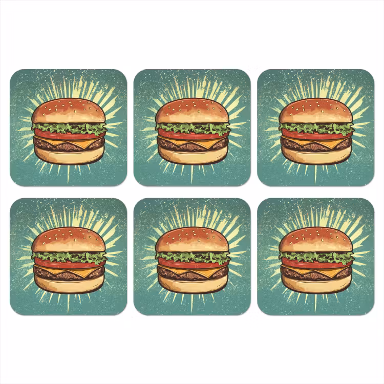 Hamburger - Illustratie - Sla - Kaas onderzetter kurk middel -3d