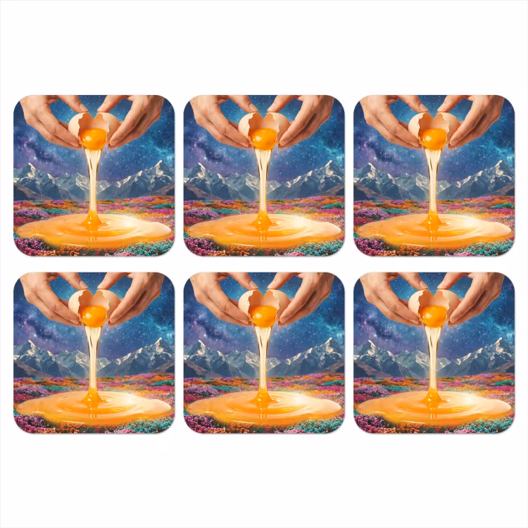Onderzetter - Handen - Ei - Surrealisme - Handen - Ei - Surrealisme onderzetter kurk middel