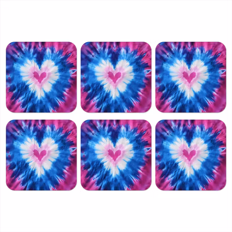 Hartvormig - Tie dye - Paars onderzetter kurk middel -3d