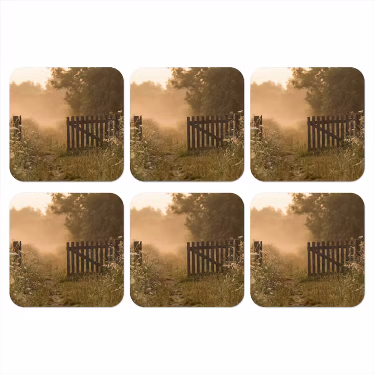 Hek - Natuur - Mist - Veld onderzetter kurk middel -3d