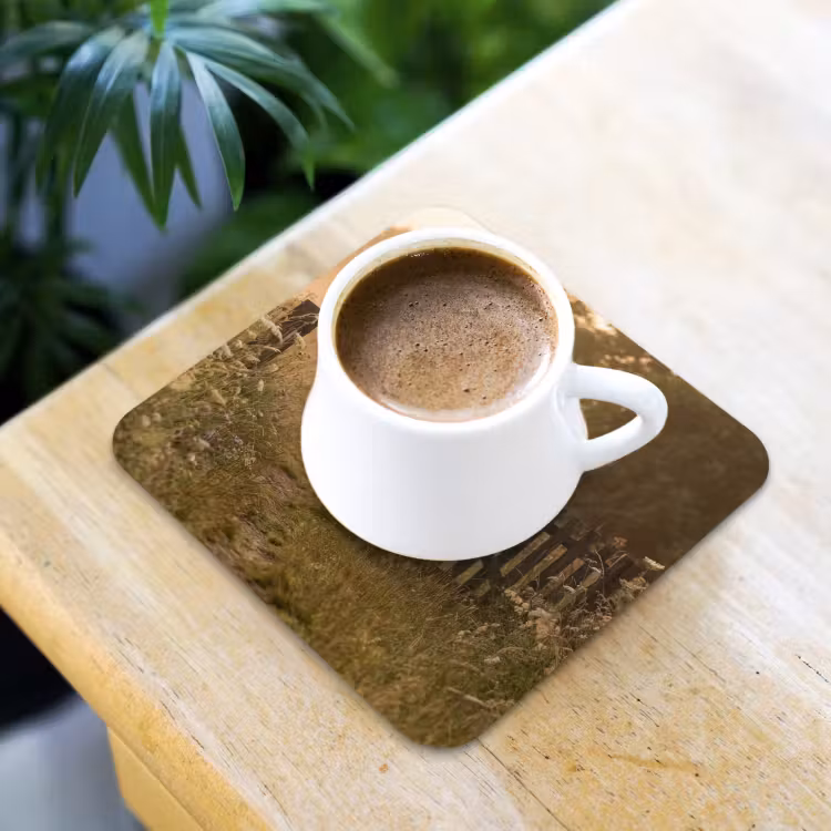 Hek - Natuur - Mist - Veld onderzetter kurk middel -sfeer5