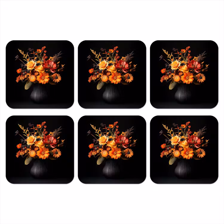 Herfst - Boeket - Oranje onderzetter kurk middel -3d