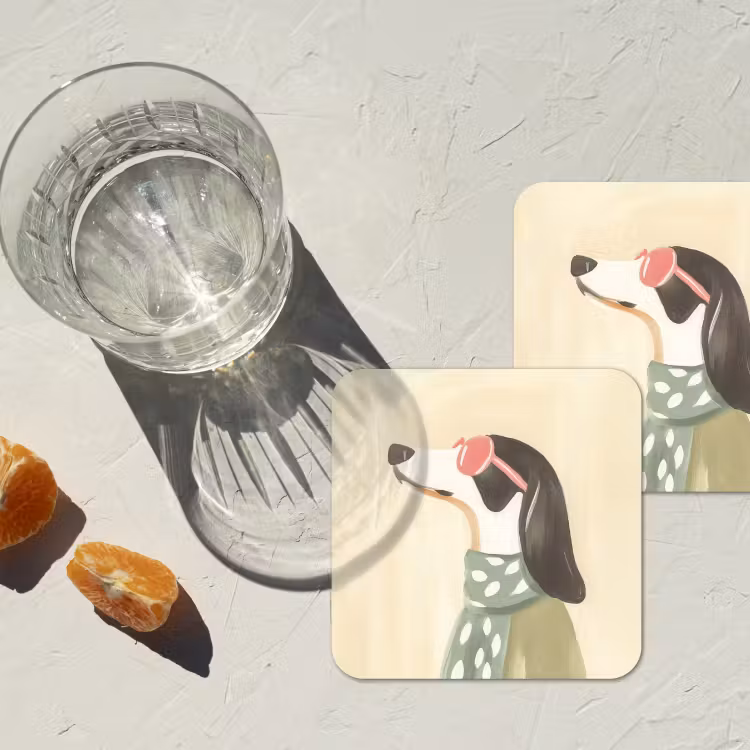 Hond - Zonnebril - Sjaal onderzetter kurk middel -sfeer4