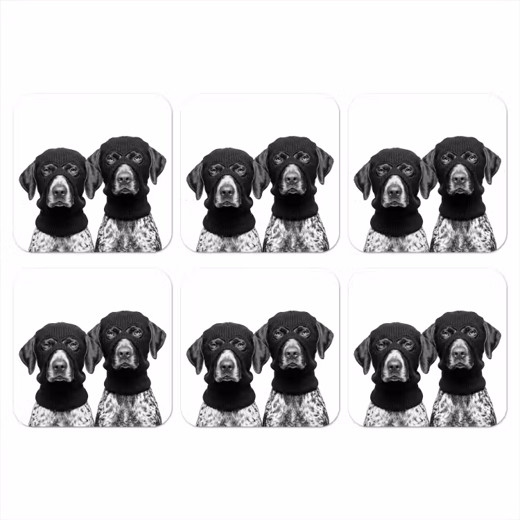 Honden - Bivakmuts - Zwart - wit onderzetter kurk middel -3d