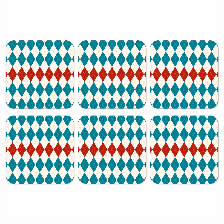 Illustratie - Ruiten - Rood - Groen onderzetter kurk middel 366 -3d