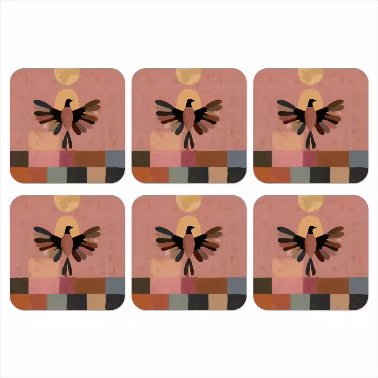 Illustratie - Vogel - Vlakken - Kleurrijk onderzetter kurk middel -3d