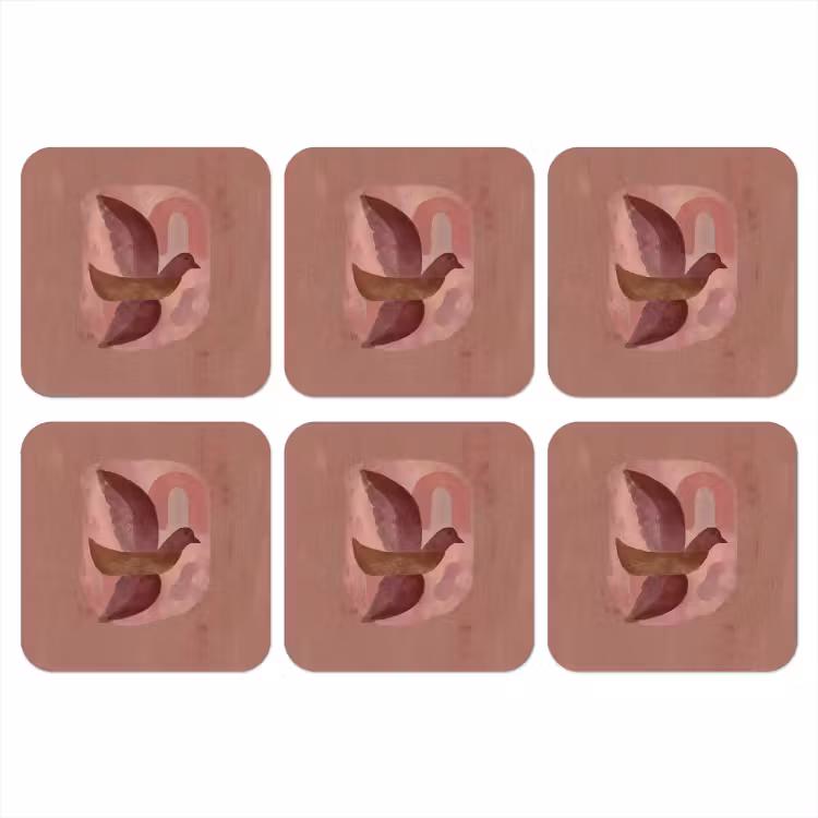 Illustratie - Vogels - Abstract - Roze onderzetter kurk middel -3d