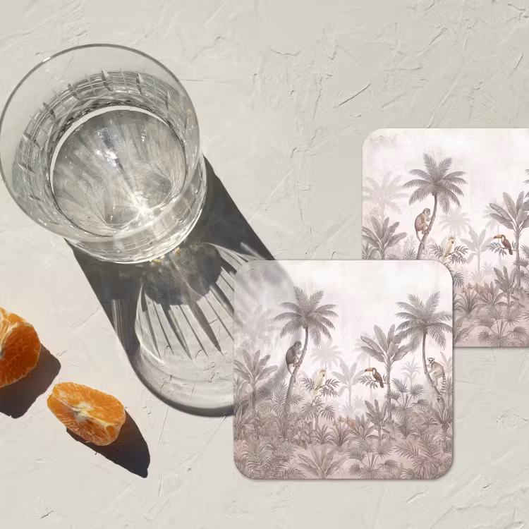 Jungle - Dieren - Palmbomen onderzetter kurk middel -sfeer4