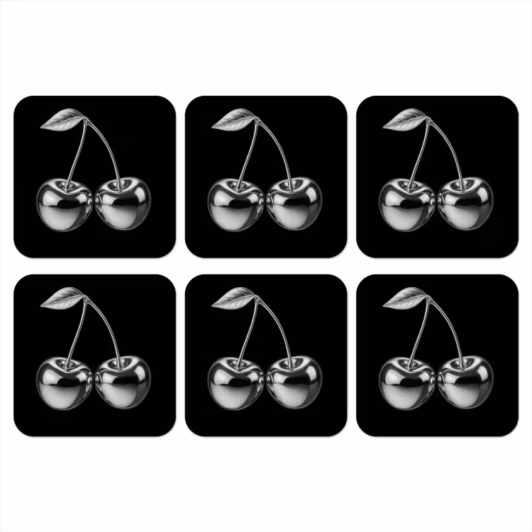 Kers - Luxueus - Metallic onderzetter kurk middel -3d